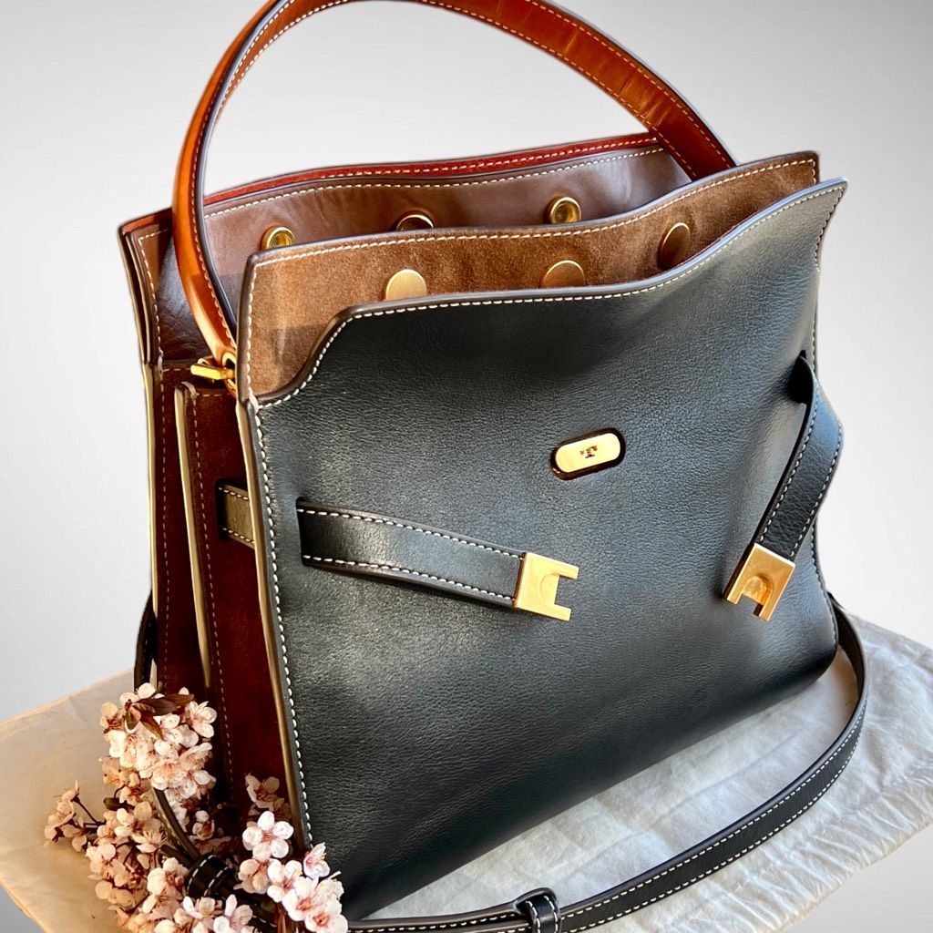 Authenticated Tory Burch Lee Radziwill Double Bag In Black $1000